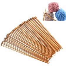 36Pcs 18 Sizes Carbonized Bamboo Knitting Needles Single Pointed Smooth Crochet