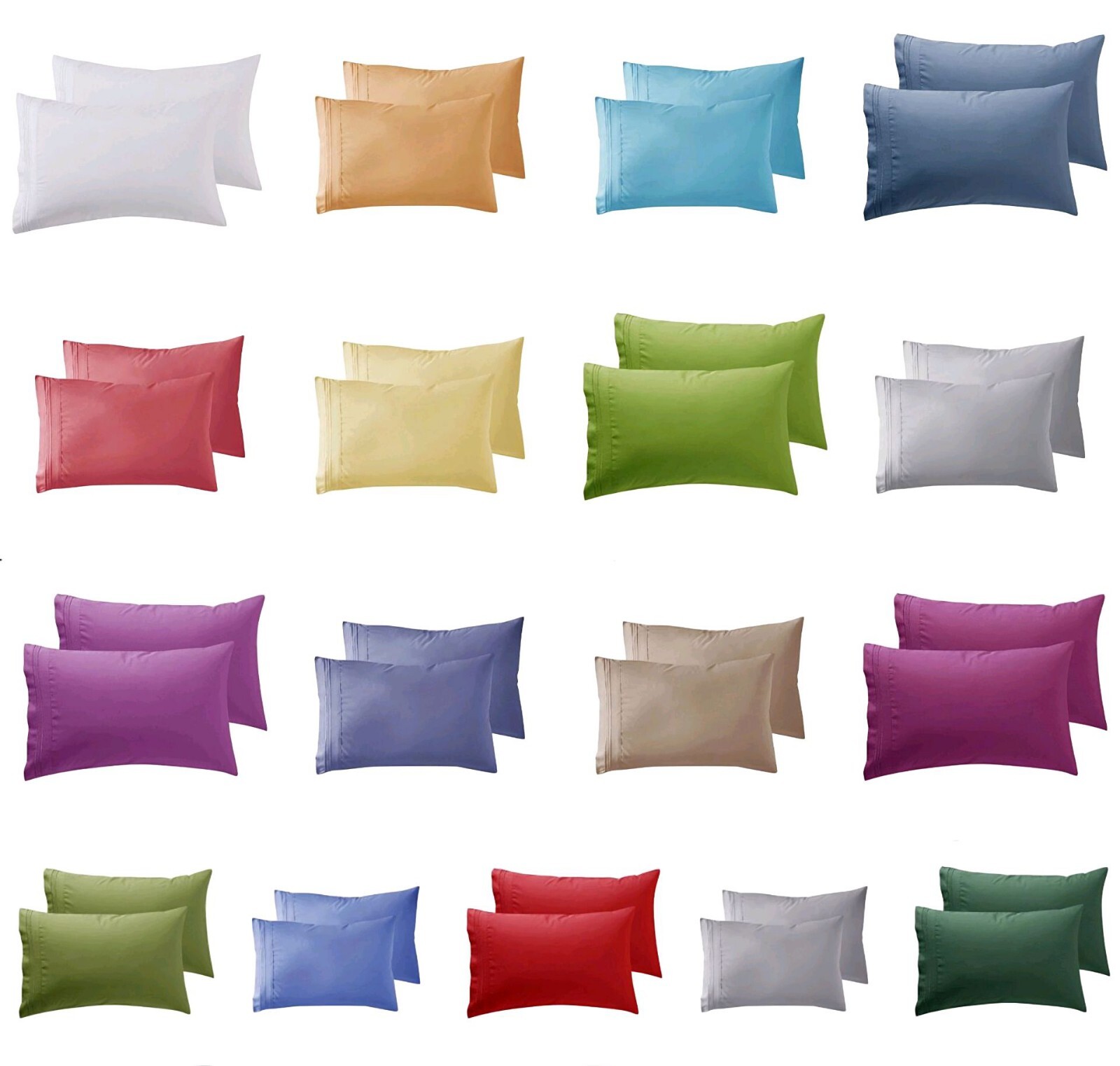 Microfibre Pillowcases Pair - Soft Hair Friendly Pillow Covers Set in 34 Colors