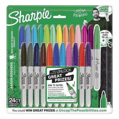 Sharpie Permanent Markers Fine Point Aaron Rodgers Assorted Colors 24 Count 71641157071 Ebay