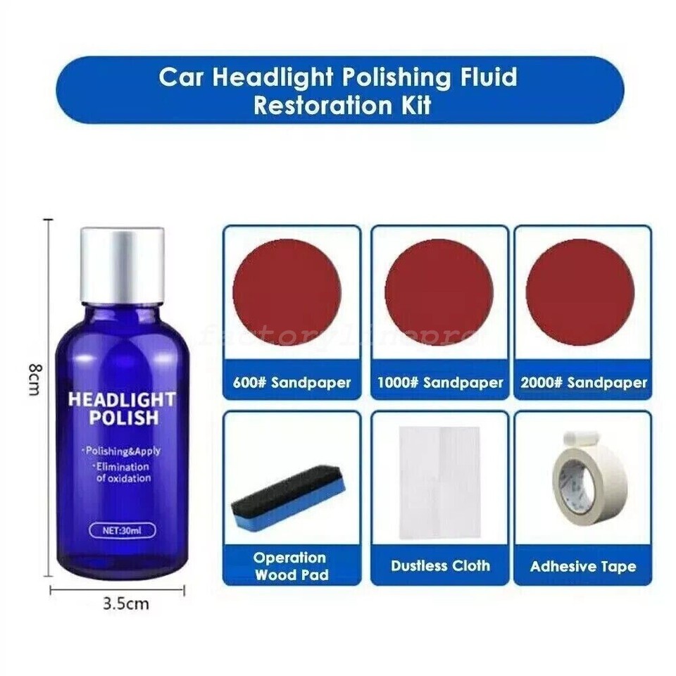 Car Headlight Lens Restoration Repair Kit Polishing Cleaner 30ml