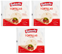 3X Roberto Tortillas,Packung 240G,Jede Packung EnthäLt 4 WeißE Weizentortillas