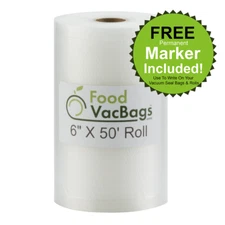 6" x 50' FoodVacBags Vacuum Seal Bags Rolls for Food Saver- Buy More Save More!!