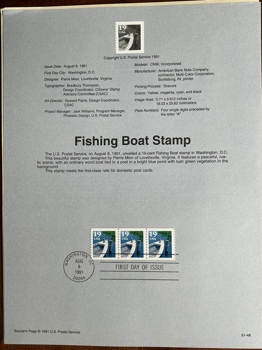 USPS Souvenir Pages 2529 Fishing Boat Coil Stamps | eBay