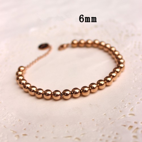 Stunning Women's 18K Rose Gold Filled Classic Solid Ball Beads Chain Bracelet - Picture 3 of 14