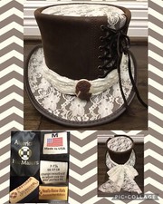 Steampunk Hatter Leather american hat makers Lace Corset Cameo Havisham USA Made