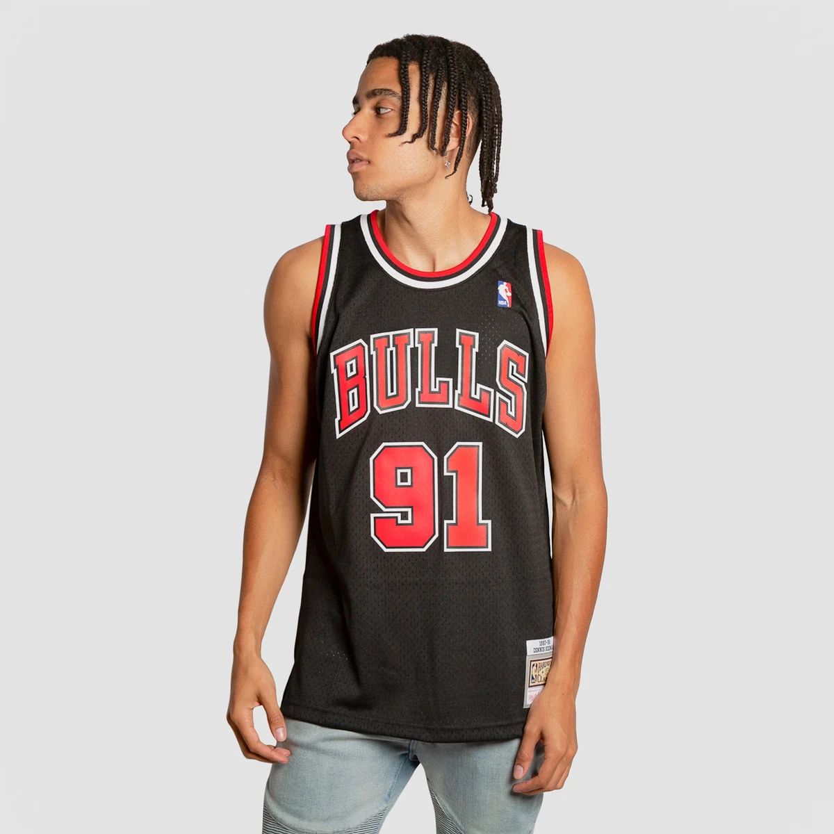 Men's Chicago Bulls Dennis Rodman Mitchell & Ness Red Hardwood Classics  Wildlife Swingman Jersey