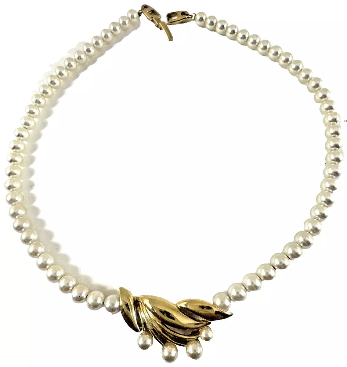 Vintage Napier Faux Pearl and Gold Necklace 15