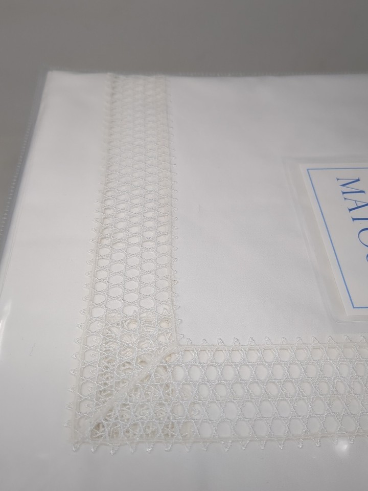 Matouk Italy King Pillow Sham White 600 Thread 100 Cotton Sateen Lace