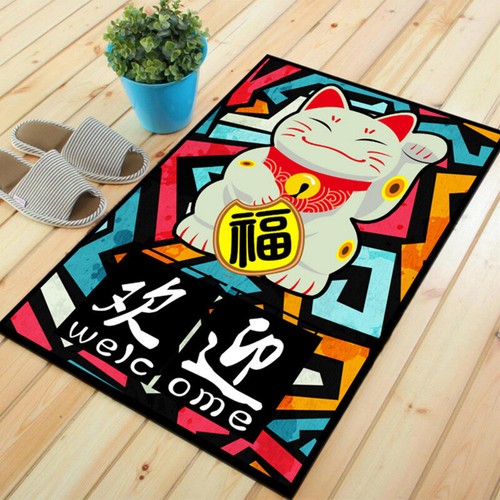 Lucky Cat Doormat Floor Mat Non-Slip Carpet Rug Velvet Cartoon Printed Style Mat - Picture 2 of 32