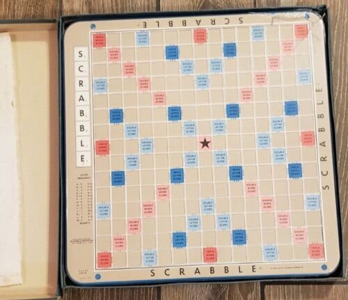 Vintage Deluxe Scrabble Turntable Board Game 1954 Complete Maroon Tiles Gray bag - Picture 2 of 16