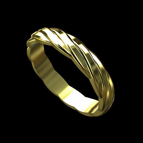 14K Solid Yellow Gold Two Tone Fancy Infinity Band Ring. Size 7.75