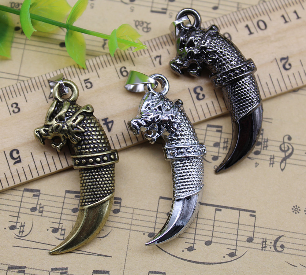 Wholesale Jewelry Making DIY Dragon Head Wolf Tooth Alloy Charm