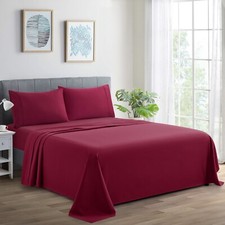 600 Thread Count Deep Pocket Breathable Solid Cotton Blend Sheet Set, Burgundy