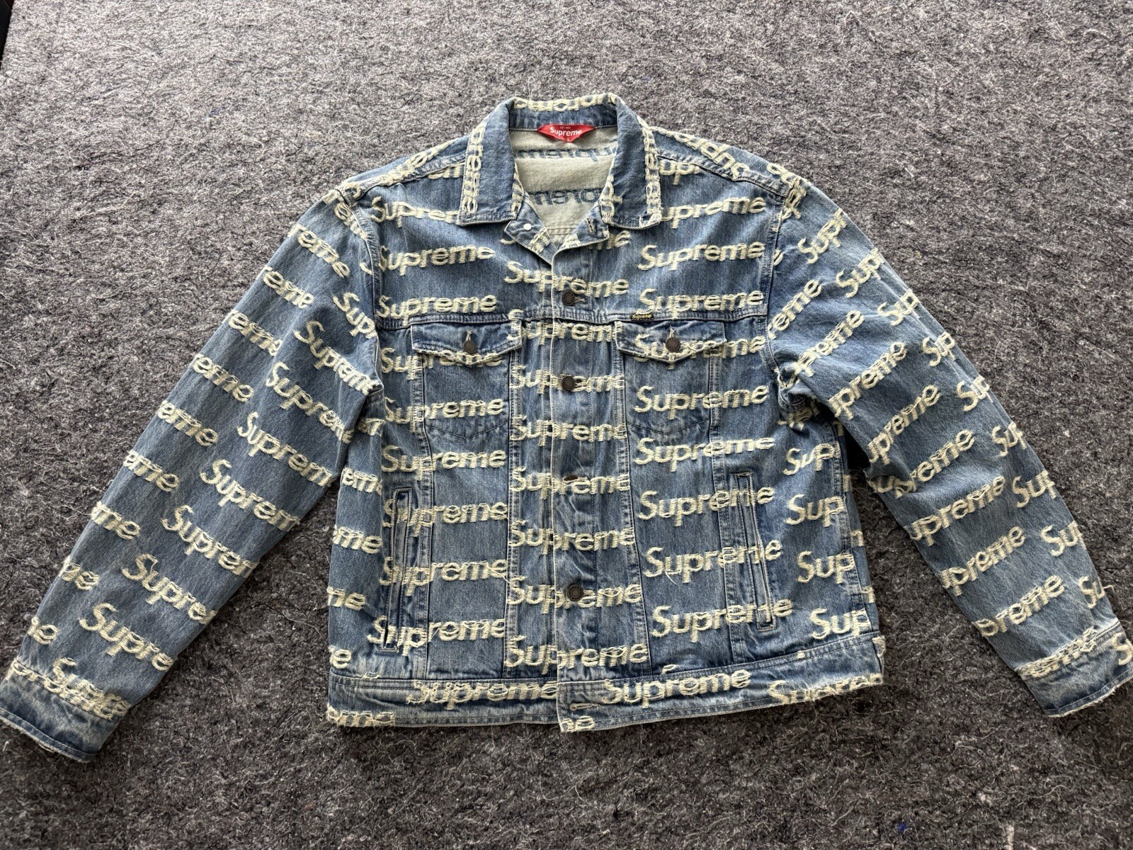 Frayed Logos Denim Trucker Jacket Supreme Supreme Frayed