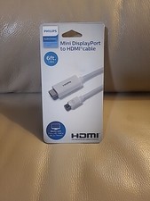 Phillips Audio/Video Mini DisplayPort to HDMI Cable 6 ft White Full HD 1080p 4K