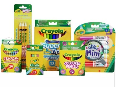 Crayola 70 Stück Schreibwaren Set Buntstifte, Kreide, Bleistifte, Marker 4+ Jahre.100% Neu 