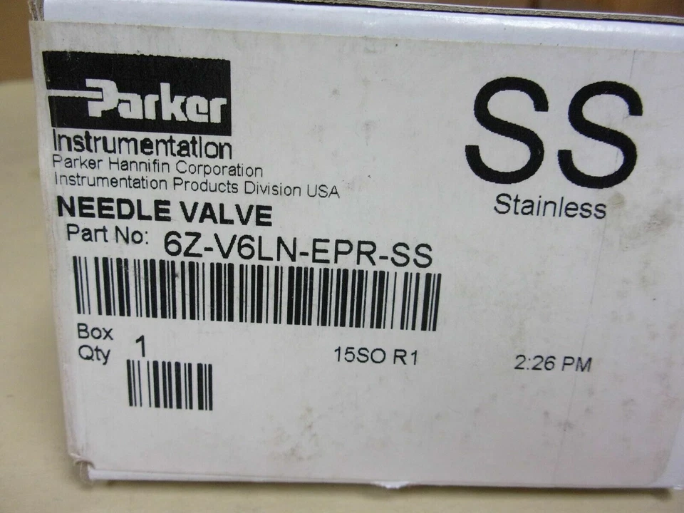 3/8 Tube OD 316ss Needle Valve Parker 6Z-V6LN-EPR-SS - Image 3 of 3