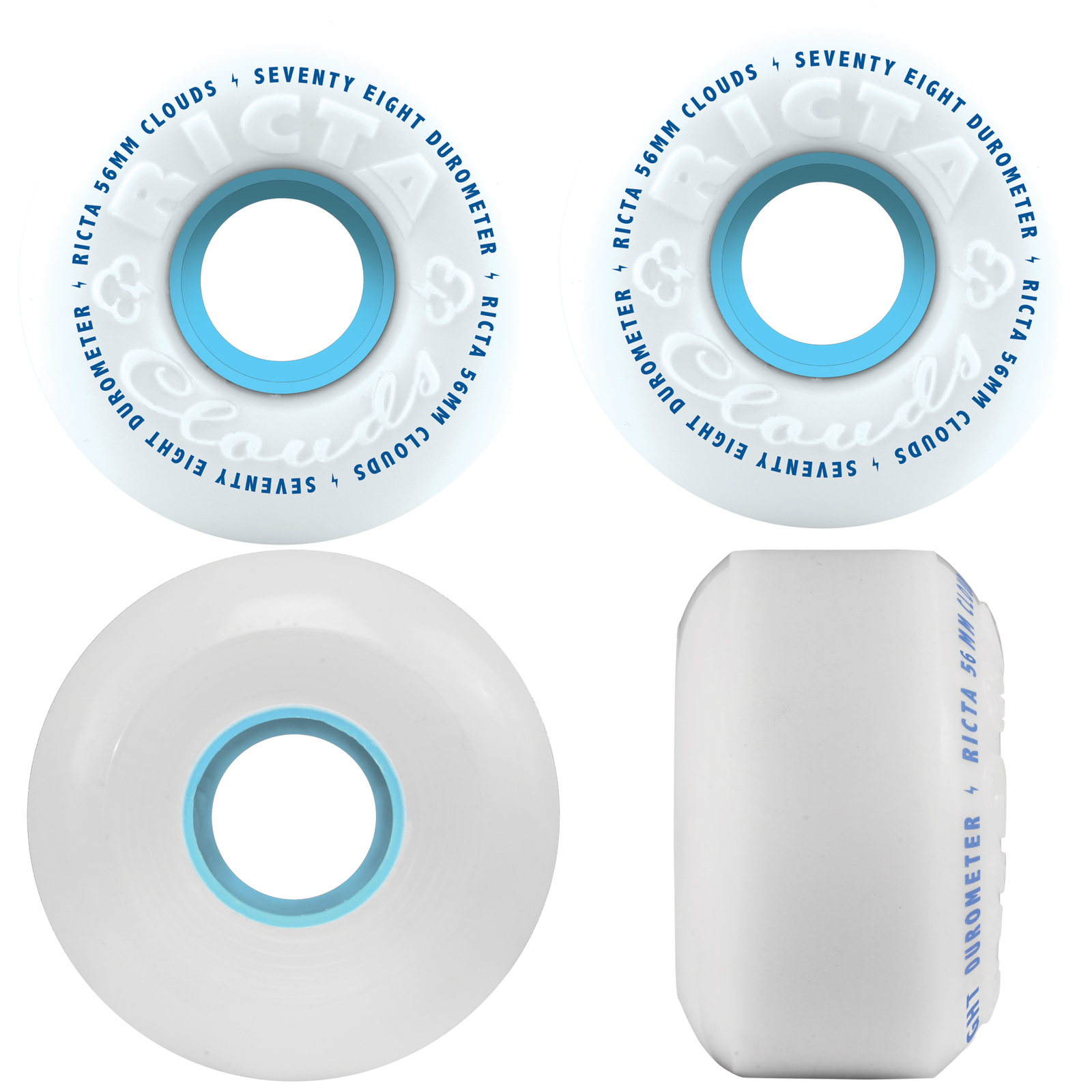 Wheels 56mm Clouds 78a White/blue Soft Cruiser All Terrain