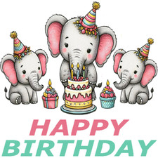 30 Custom Happy Birthday Elephants Personalized Address Labels