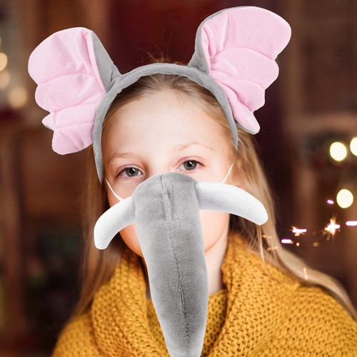 Set copricapo elefante cosplay fiocco cravatta festa fascia per capelli donna bambino - Foto 8 di 12