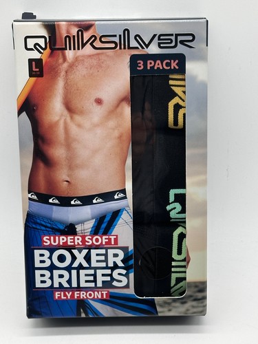 NEW 3 PACK MEN'S QUICKSILVER SUPER SOFT BOXER BRIEFS FLY FRONT S/M/L TAG FREE - Picture 8 of 27