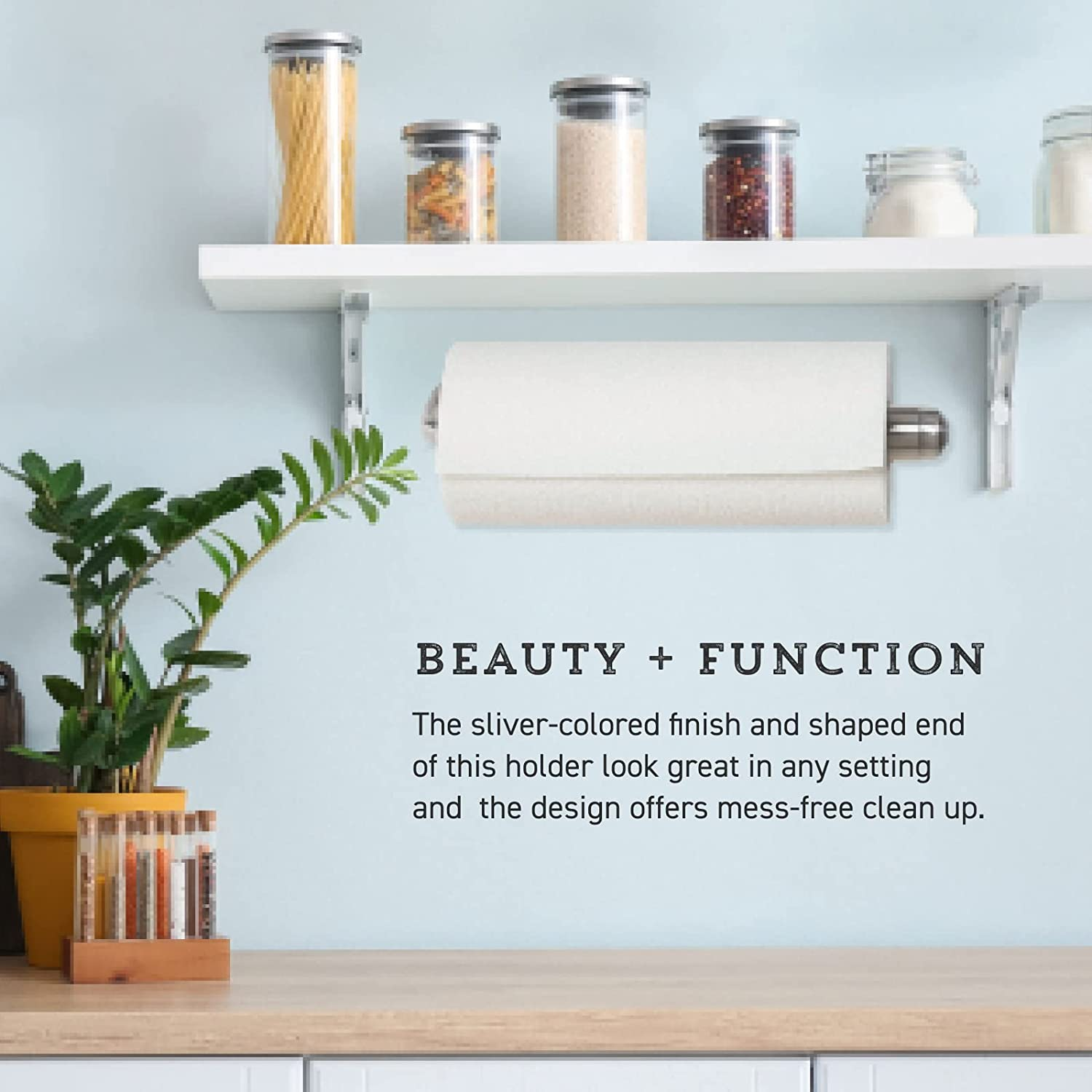 Kamenstein 4554ASB Tear Wall Mounted Paper Towel Holder Silver for