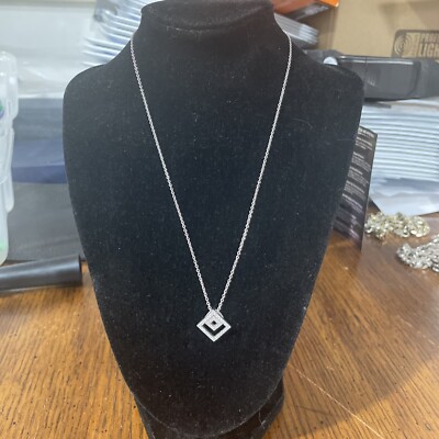 Beautiful 925 Sterling 17”chain With Double Triangle Pendant Multi Cz ...