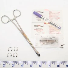 14g Body Piercing Jewelry Steel Forcep Ear Lip Nose Nipple Belly Kit