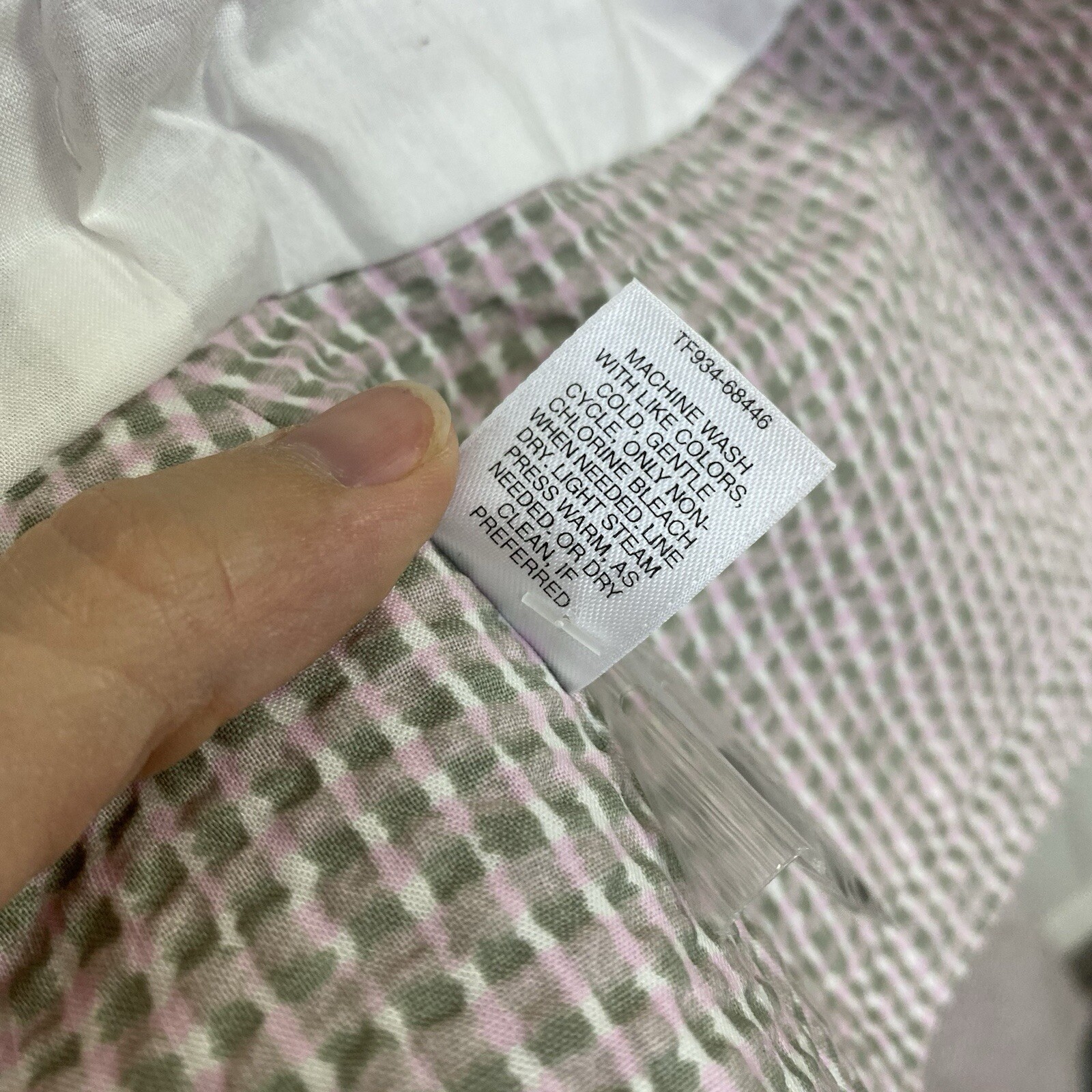 Pendleton Pink Sage Cream Checked Seersucker Cap … - image 15