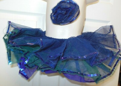 Multi colored sequin edge Tutu Child szs purple green three tier organdy headPCE