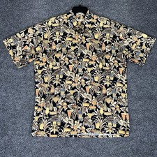 Pierre Cardin Hawaiian Shirt Mens M Floral Button Up Short Sleeve Cotton Adult