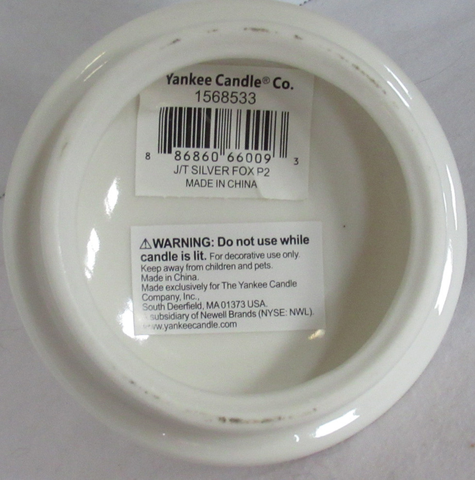 Yankee Candle offwhite SILVER FOX JAR TOPPER J/T 1568533 Holiday