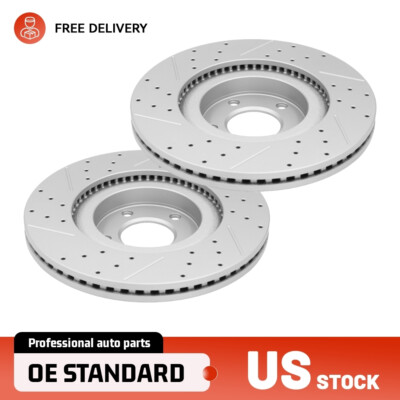 Front Drilled Disc Brake Rotors Set for Ford Edge 2010 2011 2012 2013 2014