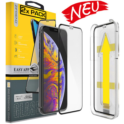 2x Schutzglas für iPhone 11 PRO MAX iPhone XS Max XR 9H Installations Rahmen