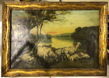 HUILE SUR TOILE ANIMALIERE SIGNE XIXème cadre doré