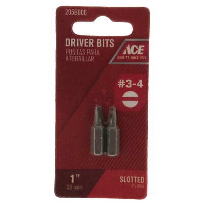 ACE Hardware 2058006 #3-4 Slotted Driver Bits, 1'' Length, 1/4'' Hex Drive, 2-Pack