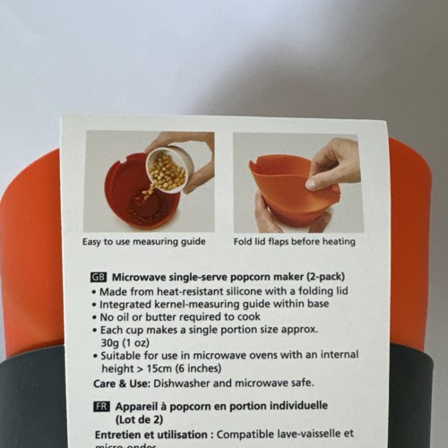 Joseph Joseph M-Cuisine Black/Orange 8 oz. Air Microwave Popcorn Popper 2 Pack - Picture 6 of 7