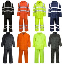 Mens Long Sleeves Reflective Tape Safety Suit Adults Hi Vis Work Wear Dress