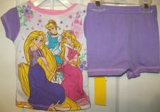 Disney Princess Purple Short Pajama PJ 2 Piece Set Girls Size 2T NWT