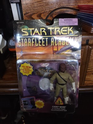 1996 Playmates Star Trek Starfleet Academy Cadet Worf Figure MOC W/ Cd