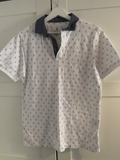 Soul Cal & Co Men’s Polo Collar Neck Anchor Tshirt White Blue Size Medium