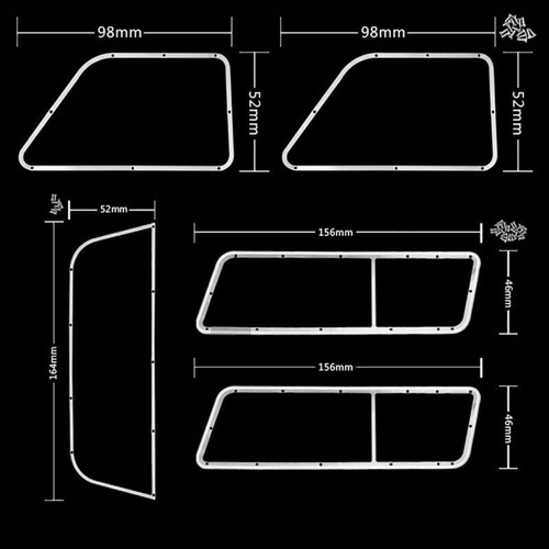 5PCS/Set Metal Window Frame For TRAXXAS TRX-4 T4 K5 Blazer RC Crawler# - Picture 2 of 9
