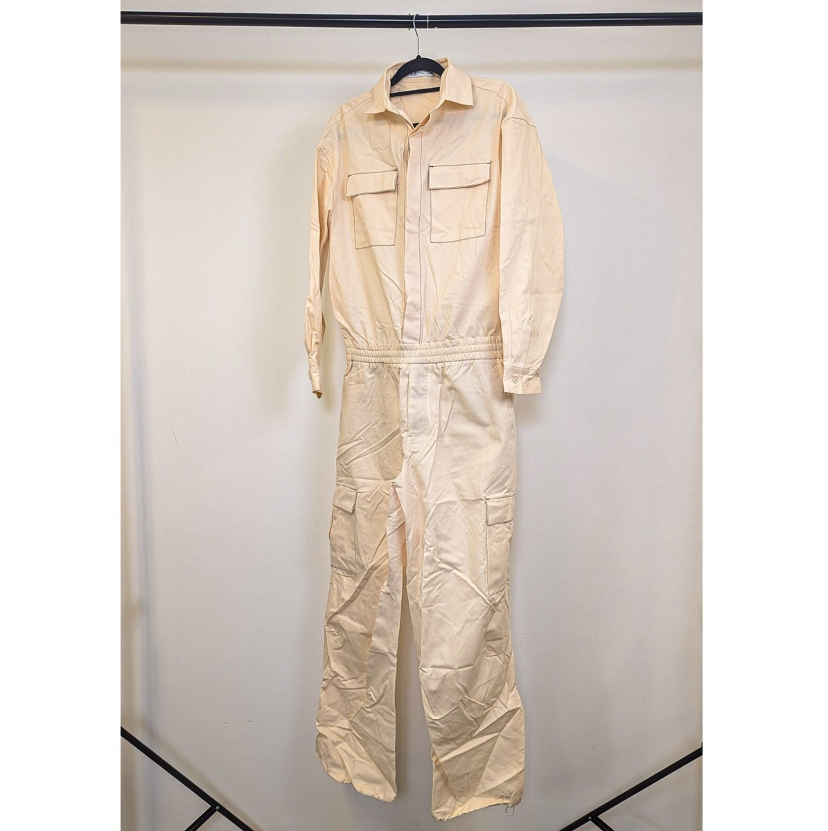 Mens ZARA Jumpsuit Overalls Boiler Suit SMALL MEDIUM beige trouser off  white S M