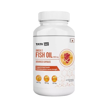Tata 1mg Fischöl Kapseln mit EPA (180mg) & DHA (120mg) (60er Pack)