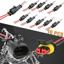 10PCS 2Pin Way Car Waterproof Male Female Electrical Connector Plug Wire Kit Set