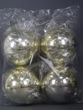 Vickerman 6" Champagne Shiny Ball Ornament - Pack of 4