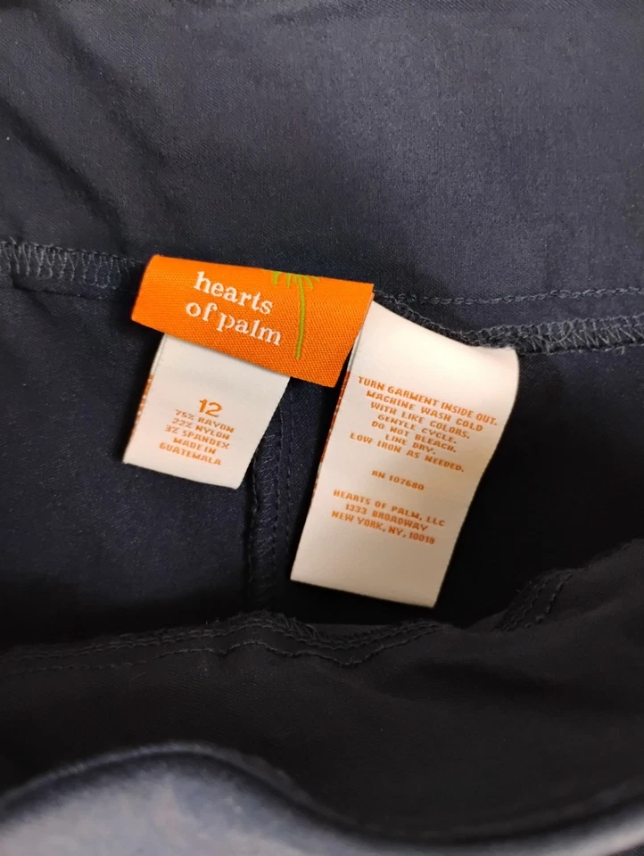 Hearts of Palm Womens Pants 12 Blue Cropped Capri Solid Pull On Flat Front - Image 4 of 4