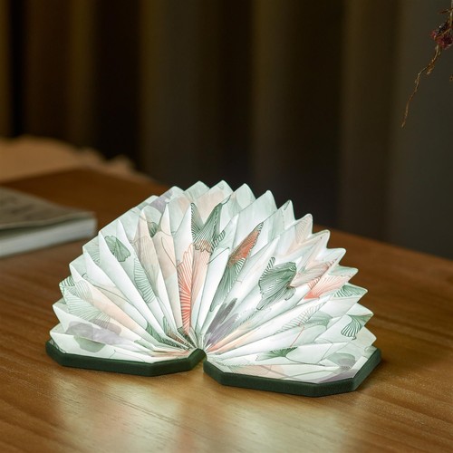 Accordion LED Light Desk Lamp Rechargeable Via USB Gingko Natural Wood / Velvet - Picture 9 of 57