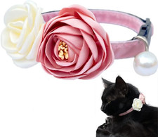 Pink Cat Collars for Girl Cats - Fancy Cat Collar Breakaway with Flowers Adju...