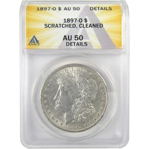 1897 O Morgan Dollar AU 50 Details ANACS Silver $1 Coin SKU:I19219